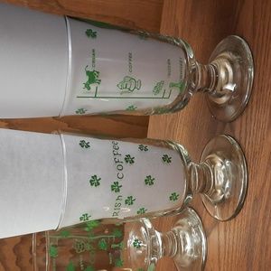 VTG.  3 Irish Coffee Recipe Pedestal Glasses